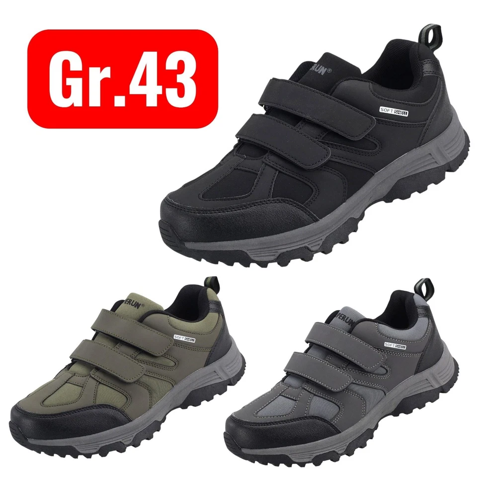 MARKENLOS Herren Sneaker Gr. 43 Halbschuhe mit Klettverschluss Slipper Männer Schuhe Fest