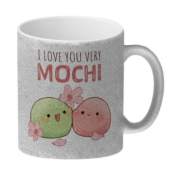 Mochi Paar Glitzer-Kaffeebecher Mit Spruch I Love You Very Mochi-image