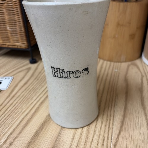 VINTAGE ADVERTISING HIRES ROOT BEER MUG STONEWARE POTTERY 7 " TALL
