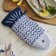 Image of Gauntlet Oven Glove Ulster Weavers Catch of the Day 100% Cotton Multi