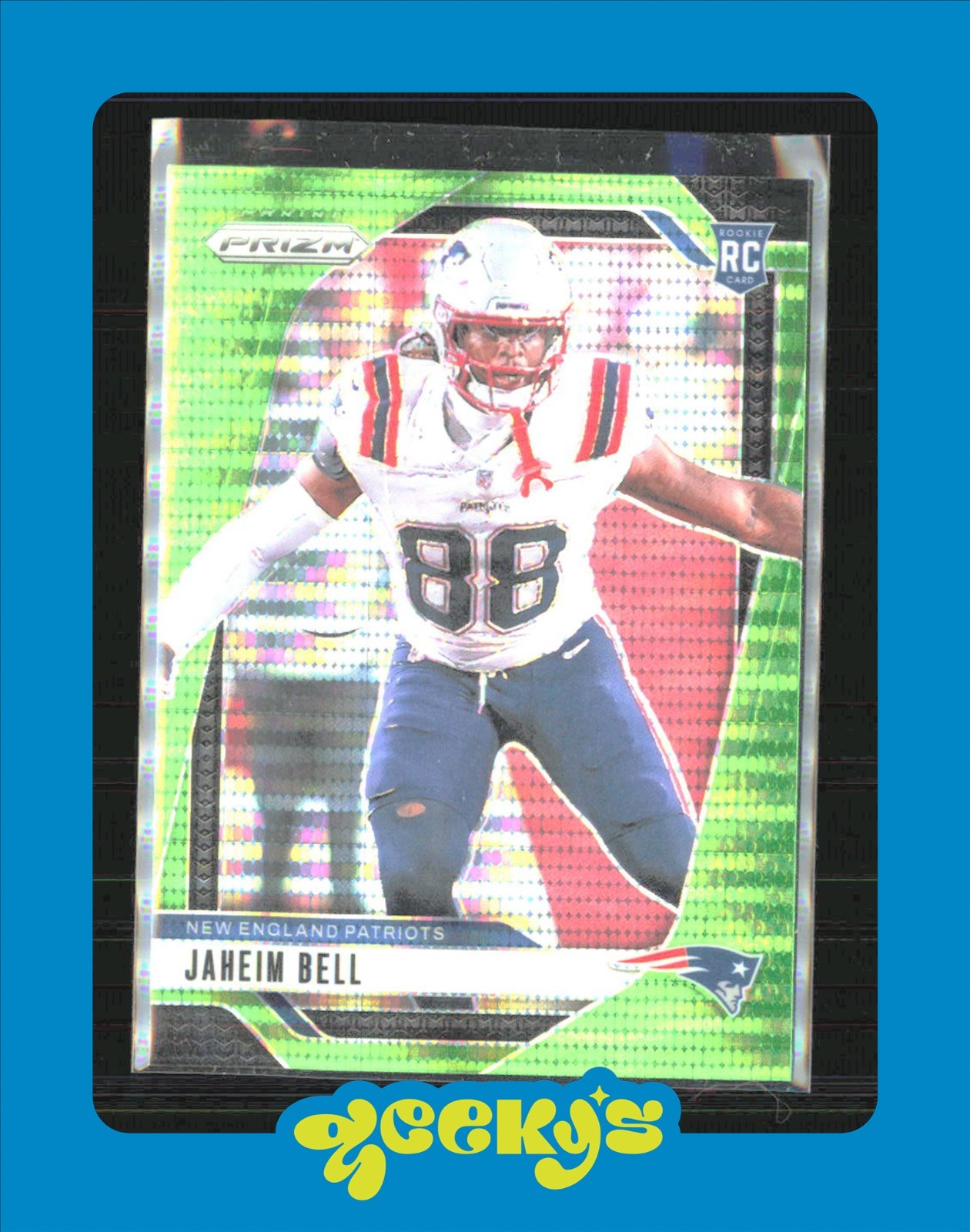 2024 Panini Prizm #337 Jaheim Bell RC Rookie Neon Green Pulsar Patriots $2MIN