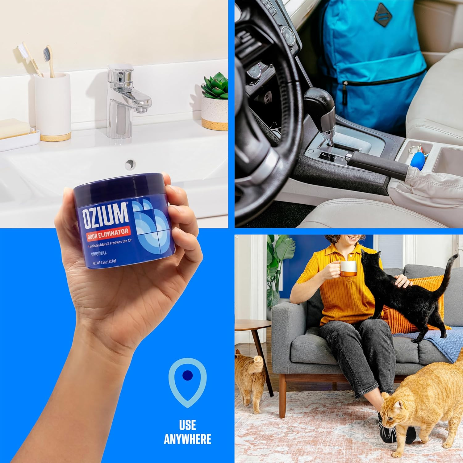 4 Pack Odor Eliminating Gel 4.5oz Air Freshener for Home Car Office Original Sce