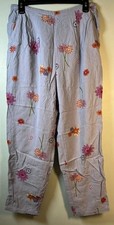 Vintage Capris Women's LG Elastic Waist Floral Pants CottageCore Vacation