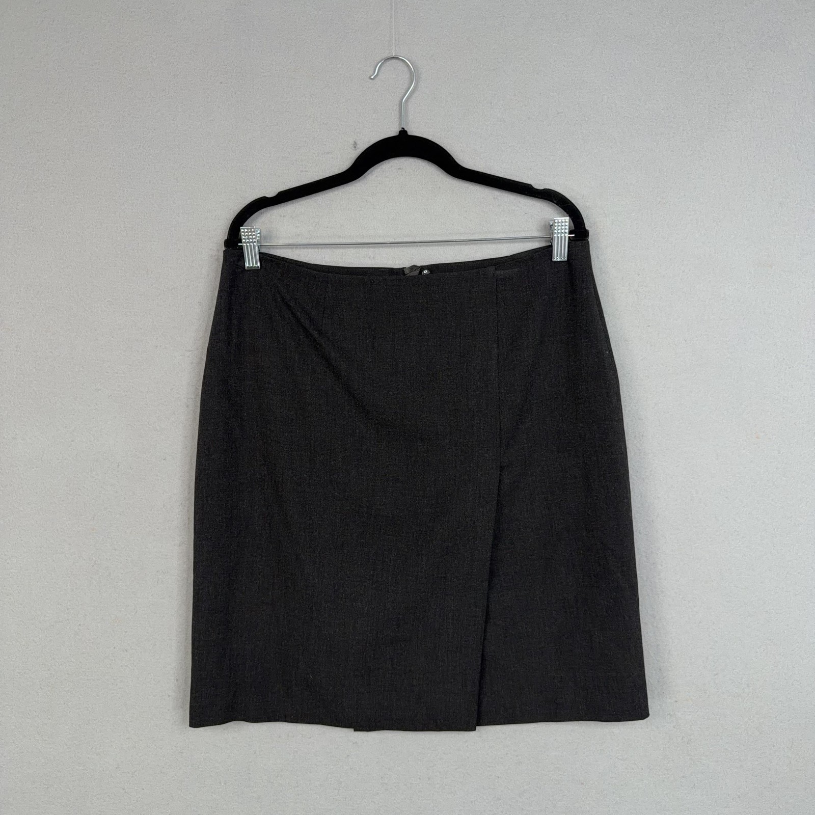 Brooks Brothers Skirt Womens 12 Gray Wool Pencil Lined Slit Career Workwear 346