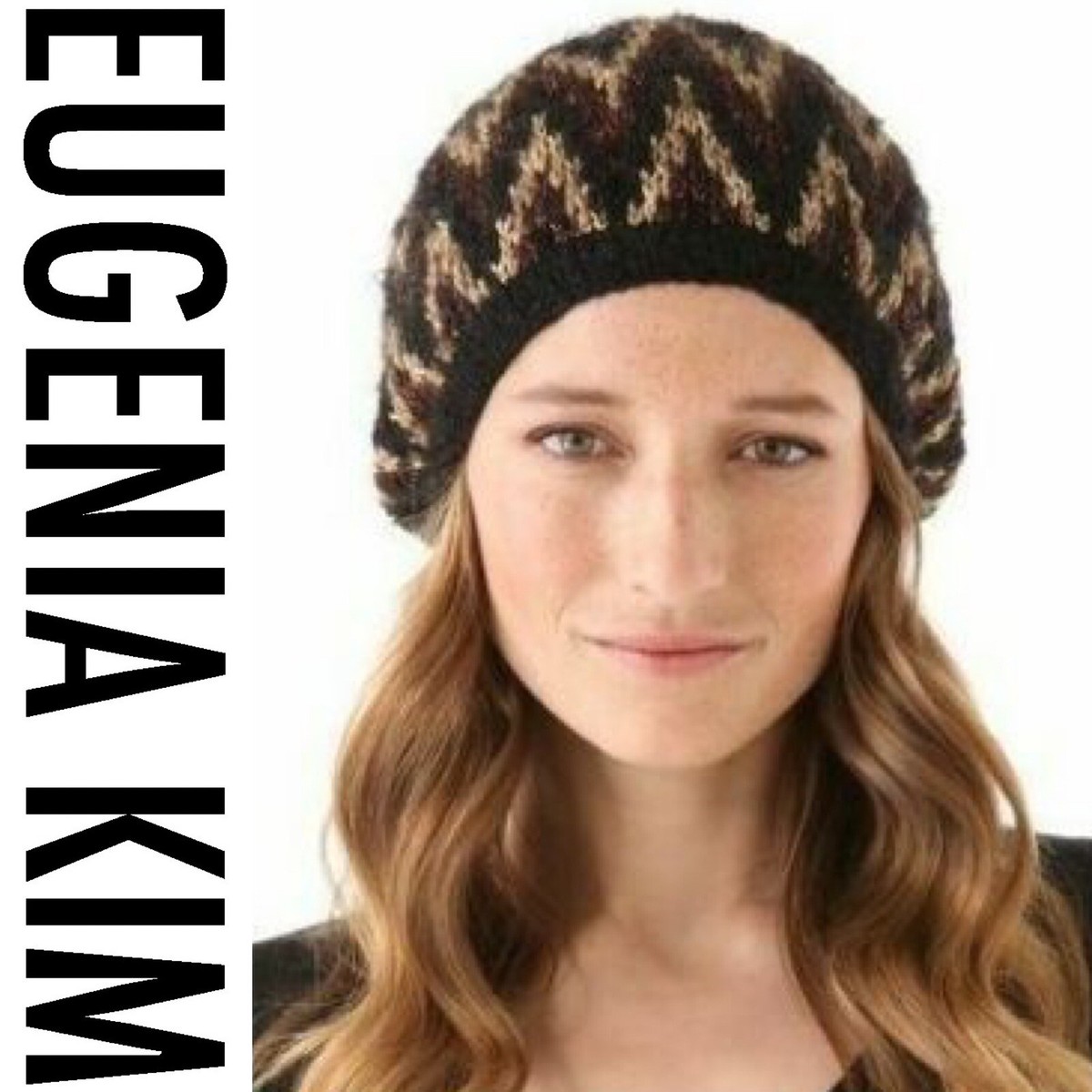 Eugenia Kim metallic mohair wool beanie‎ hat Eugenia Kim Metallic Knit Beanie Hat Color Gradient Folded  main image 4