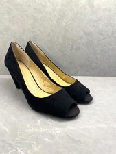 Nine West Fallhard Womens Black Suede Leather Open Toe Pump Heels AA Size 8.5 M