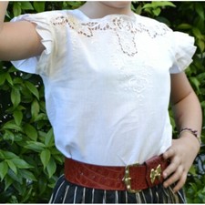 GIRL'S WHITE SHIRT SIZE 7 EMBROIDERED