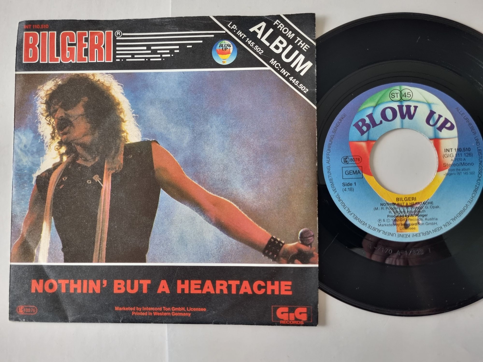 Bilgeri - Nothin' But A Heartache 7'' Vinyl Germany