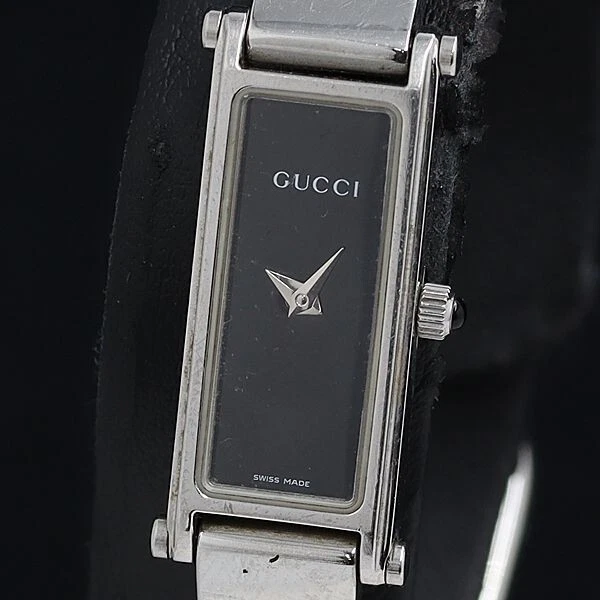[Exc+5] Montre Gucci 1500L Quartz Noir Argent Femme 12mm Occasion Fonctionne F/S