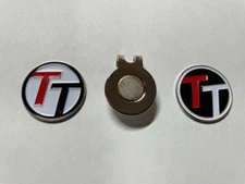 (2) Rare Fine Quality 1" Flat Coin Style Golf Markers With Bonus Hat Clip 