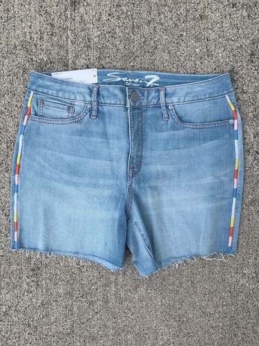 SEVEN for All Mankind Rainbow Raw Cuff Denim Shorts NEW Womens Sz 10 👗 gn6-m12 - Picture 7 of 12