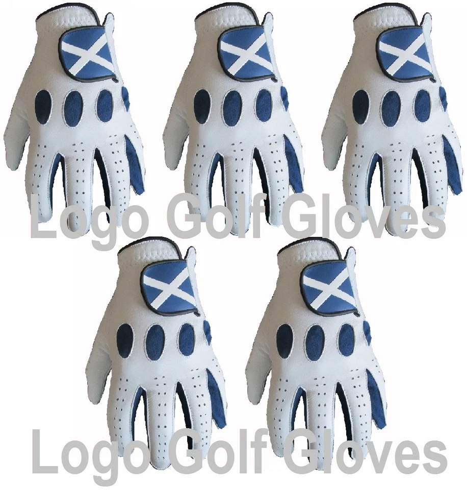 LOGO GOLF 5 100 % Cabretta Leder Golfhandschuhe Schottland Logo 4 Small Medium Large Extra XL