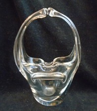 Vintage Clear Glass Murano Split Handle Basket 8 Inches Tall 5 Inches Wide