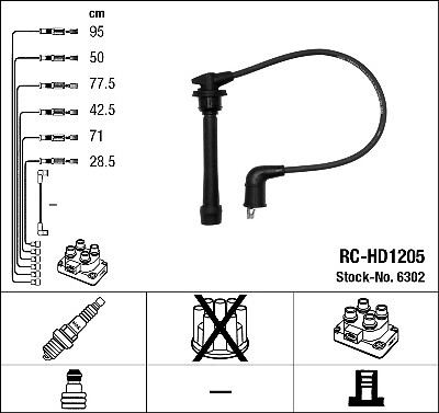 6302 NGK Ignition Cable Kit for HYUNDAI,KIA