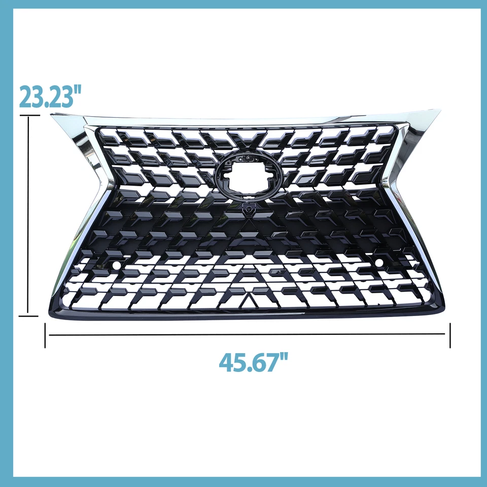 Parrilla de parachoques delantero negra con moldura cromada para 2014 2015-2022 LEXUS GX460 Foto 3 de 4