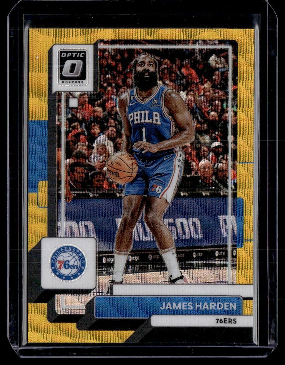 2022-23 Donruss Optic Gold Wave Prizm James Harden 02/10 Philadelphia 76ers #22