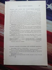 1881 train report TOLEDO ANN ARBOR & GRAND TRUNK RAILWAY Pontiac Michigan 