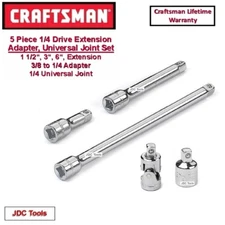 Craftsman 5 Piece 1/4 Drive Accessory Set Extensions Universal Joint Adapter 4