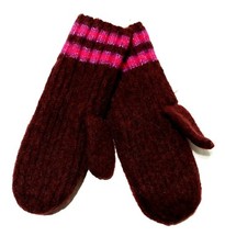 A New Day Burgundy One Size Women's Striped Cuff Mittens