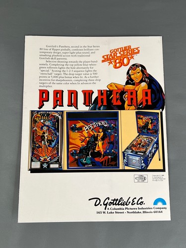 Panthera Flyer New NOS PROMO Gottlieb Pinball Machine Art Artwork - Picture 6 of 6
