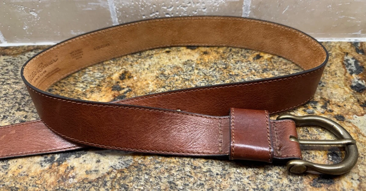 Y2K Brown Leather Belt‎ Eddie Bauer Tarnished Silver Tone Buckle Womens Medium Eddie Bauer Leather Brown Belts for Women for sale | eBay main image 2