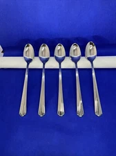 Hampton Silversmiths Central Long Handle Teaspoon Stainless Flatware Lot Of 5