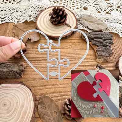 Cutting Dies Puzzle Heart 2 Stanzformen Puzzle Herz Verschluß 9,5x7 cm