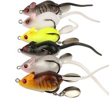 6PCS Mouse Soft Fishing Lures Jigs Hooks with Spoons Wobbler Crankbait Bass Pike