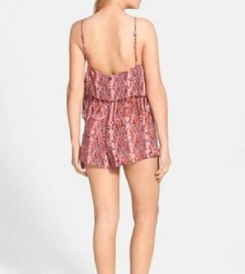 Volcom Urban Tribe Shorts Swim Cover Up Romper, Pink Snake, Size Small - NWT - Image 2 of 3