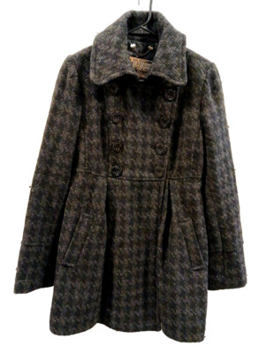 Guess Los Angeles 1981 Women s Wool Black/gray Pea Coat Jacket Size Medium