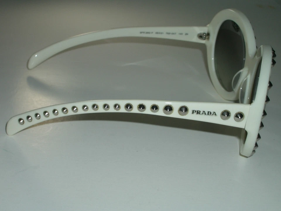 GAFAS DE SOL MUJER PRADA SPR 29Q-F 56[]21 7S3-0A7 140 TONO GRIS GRANDES BLANCAS REDONDAS Foto 4 de 4
