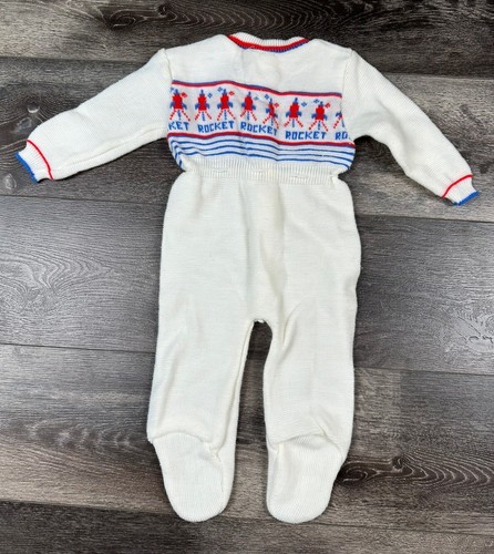 Pagliaccetto maglione bambino vintage anni 70 pezzo unico footie adatto a 12 mesi - Foto 2 di 13