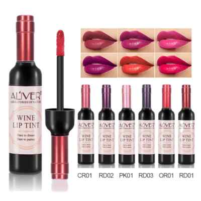 6 matte Lippenflecken Wein Lippentönung Weinflasche flüssiger Lippenstift Glanz langlebig