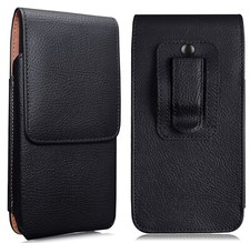Black Vertical Leather Holster Belt Clip Case Cover For Samsung Galaxy S21 FE 5G