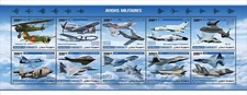 MILITARY AIRCRAFT Aviation Airplanes MNH 10v-Stamp Sheet (2024 Djibouti)