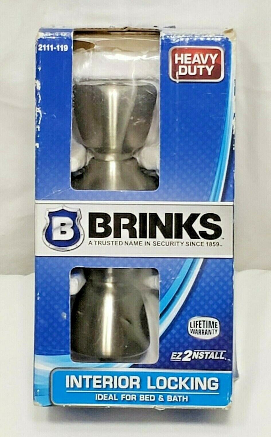 Brinks, Keyed Entry Tulip Doorknob and Deadbolt Combo, Satin