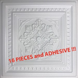 Glue Up Ceiling Tiles Pescara 20 X 20 White 16 Pieces With