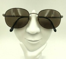 Vintage Luxottica 1263 Brown Gray Metal Oval Sunglasses Italy FRAMES ONLY