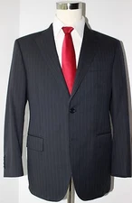 Brooks Brothers Regent Dark Gray Striped Wool Two Button Suit 41 Regular 35 29