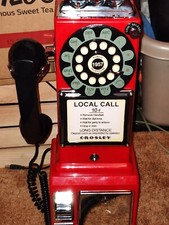 Crosley Red 1957 Retro Pay Phone Replica With Coin Bank And Key