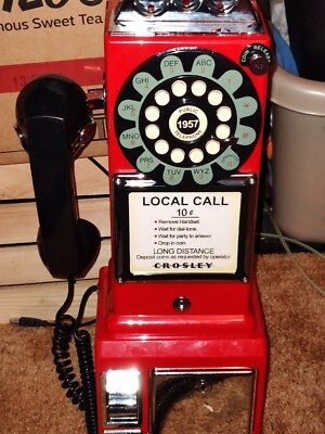 Crosley Red 1957 Retro Pay Phone Replica With Coin Bank And Key | eBay