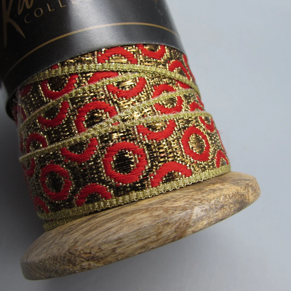 Katherines Collection Red & Gold Holiday Ribbon - One Spool 5/8" x 5yd - Image 2 of 3