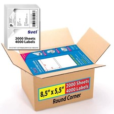 Svel Shipping Labels for Laser Inkjet Printers,4000 Labels 8.5 x5.5 Round