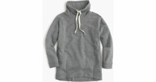 NWT - J. CREW Women's FLEECE Grey COWL NECK PULLOVER SWEATSHIRT - XXS