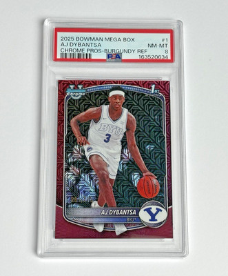 AJ Dybantsa - Burgundy Mojo Refractor /275 - 2025-26 1st Bowman Chrome - PSA 8