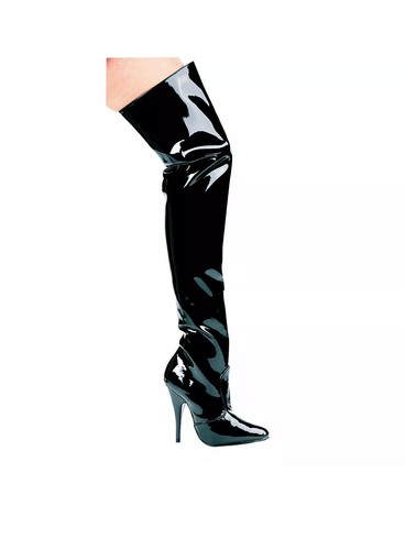 Ellie Women’s Black Shiny 5” Heel Thigh High Stiletto Boots Size 8 Susie New!