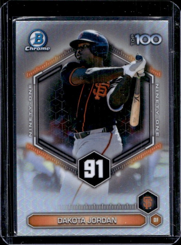 2026 Bowman Dakota Jordan Scouts Top 100 Chrome #BTP-91 Giants