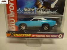 Auto World 1971 Plymouth Road Runner blue XTraction Flame Throwers Electric Slot