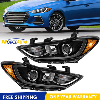 Pair Projector Headlights Front Lamps Assy For 2017 2018 Hyundai Elantra GLS SE