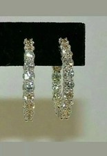1Ct Lab Created diamond Round Unisex Huggie Hoop Earrings 14K White Gold Plated